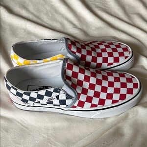 NWOB Vans Asher Checkerboard Slip-On Platform Sneakers, Multicolor, Sz 7.5